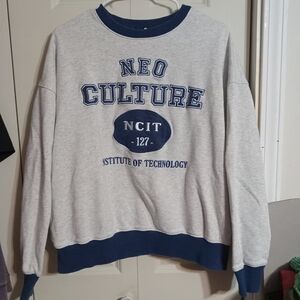 Source Unknown Gray and Navy Crewneck Sweater